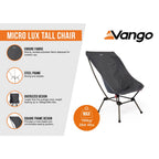  Vango Micro Lux Tall Chair (India Ink)